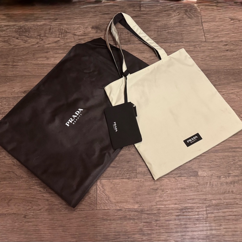 Prada Black and Lime Green Canvas Tote